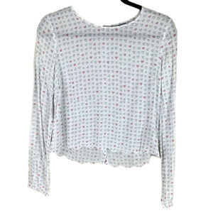 LORIMER NYC Long Sleeve Top with Hearts  Small